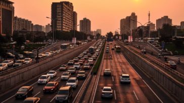 miasto korek drogowy