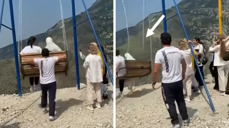 turystyki spadły z huśtawki w przepaść nagranie