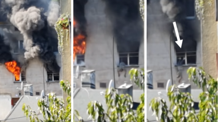 pożar łódź łagiewnicka mężczyzna wyskoczył z okna