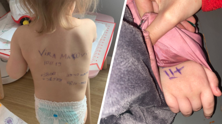 napisy na plecach dzieci z ukrainy