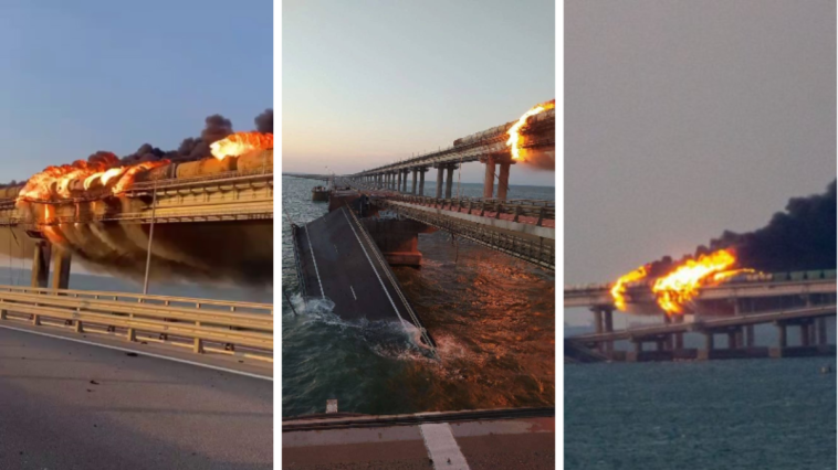 most krymski płonie wysadzanie