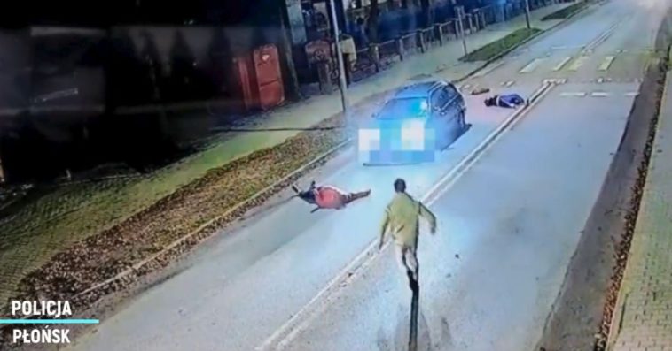 płońsk potrącenie na pasach nagranie