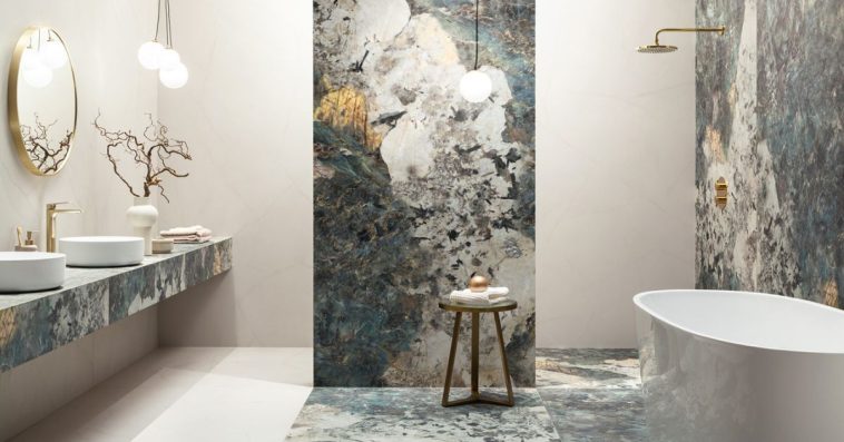 Nowoczesne płytki do łazienki z kamiennym wzorem