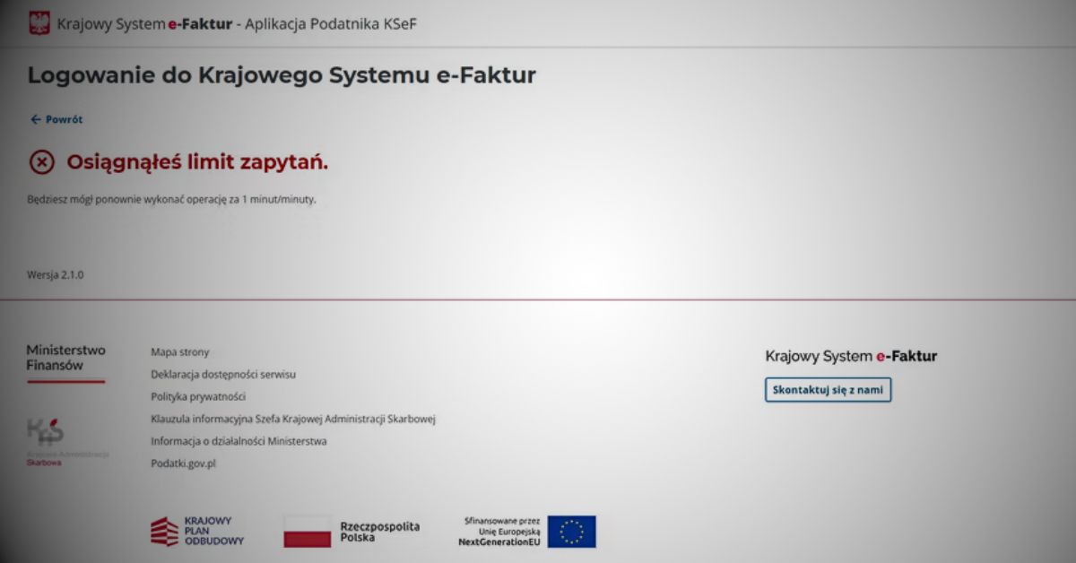 KSeF padł już pierwszego dnia. Są problemy z zalogowaniem do systemu