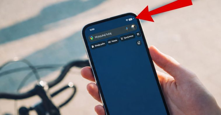 niebieska kropka na ekranie telefonu