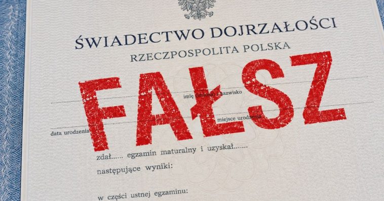 sfałszowane świadectwo