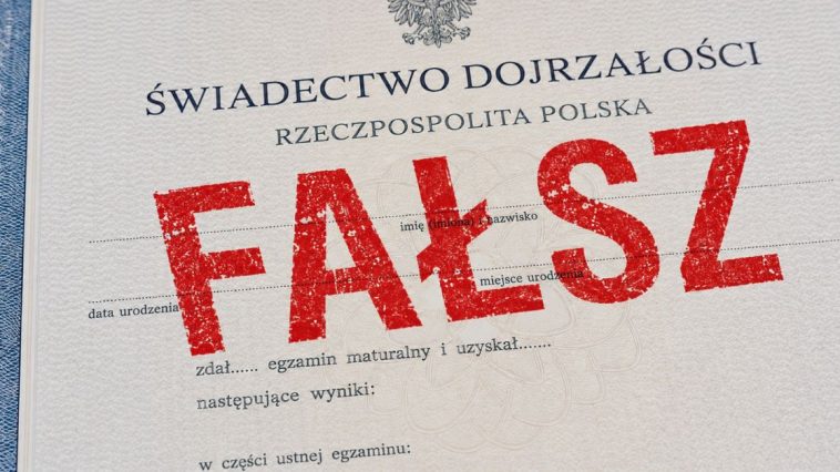 sfałszowane świadectwo